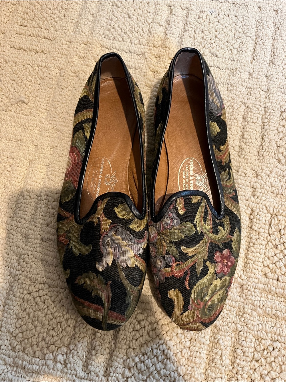 Stubbs & Wootton Tapestry Floral Slip-On Loafers size 7